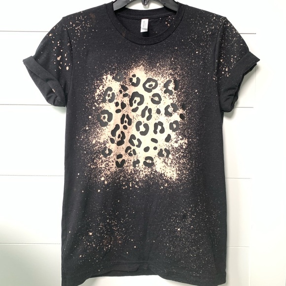Leopard print graphic distressed tee t-shirt top - Picture 2 of 6